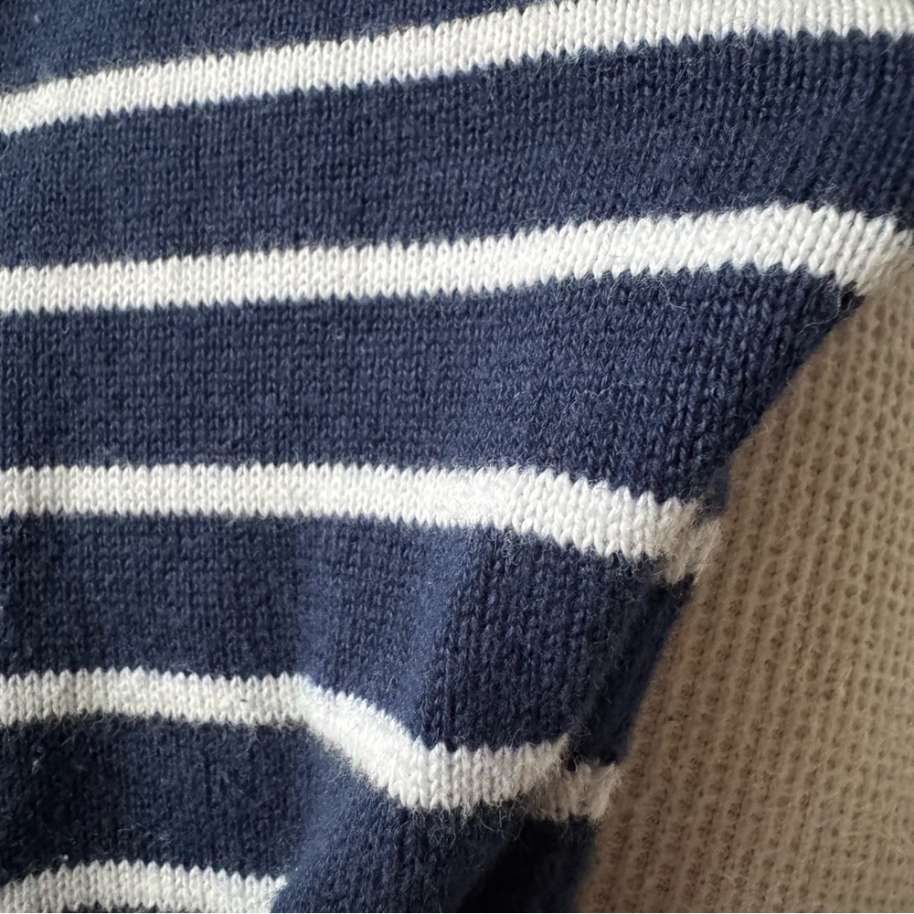 Navy & White Striped Baby Footed Knit Pants - Picture 4 of 4